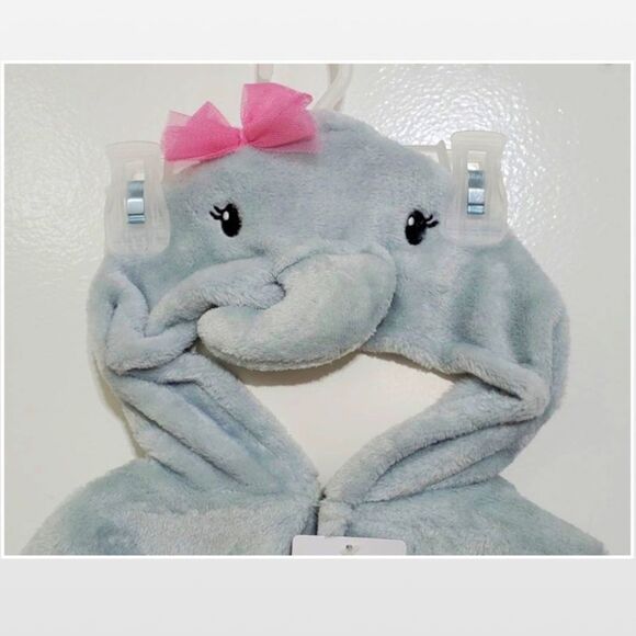 New Robe & Towels Bath Set Kid Baby 0-9 Months Girl Gray White Mini 4 Piece NWT - Picture 6 of 16